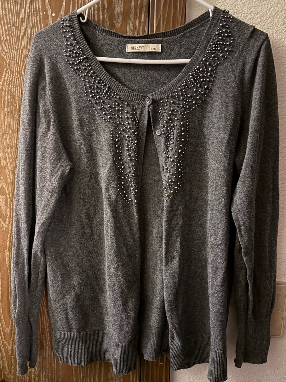 Old Navy Dark Gray Embellished Button-Front Cardigan